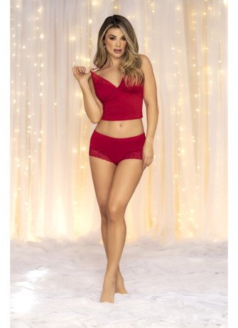 Pyjama 2 pièces rouge top et short - MAL7533RED